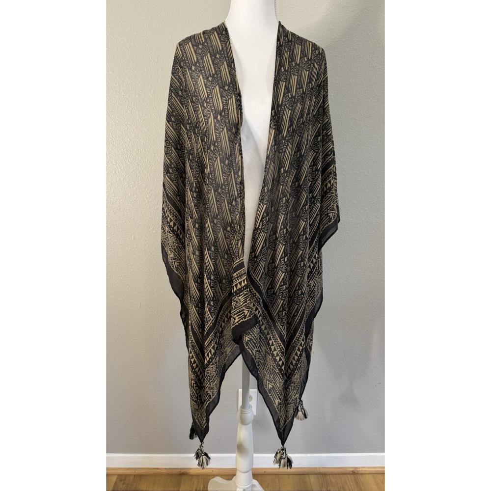 Rockflowerpaper Boho Geometric Kimono Scarf Cover Up Wrap Fringe Tassel One Size